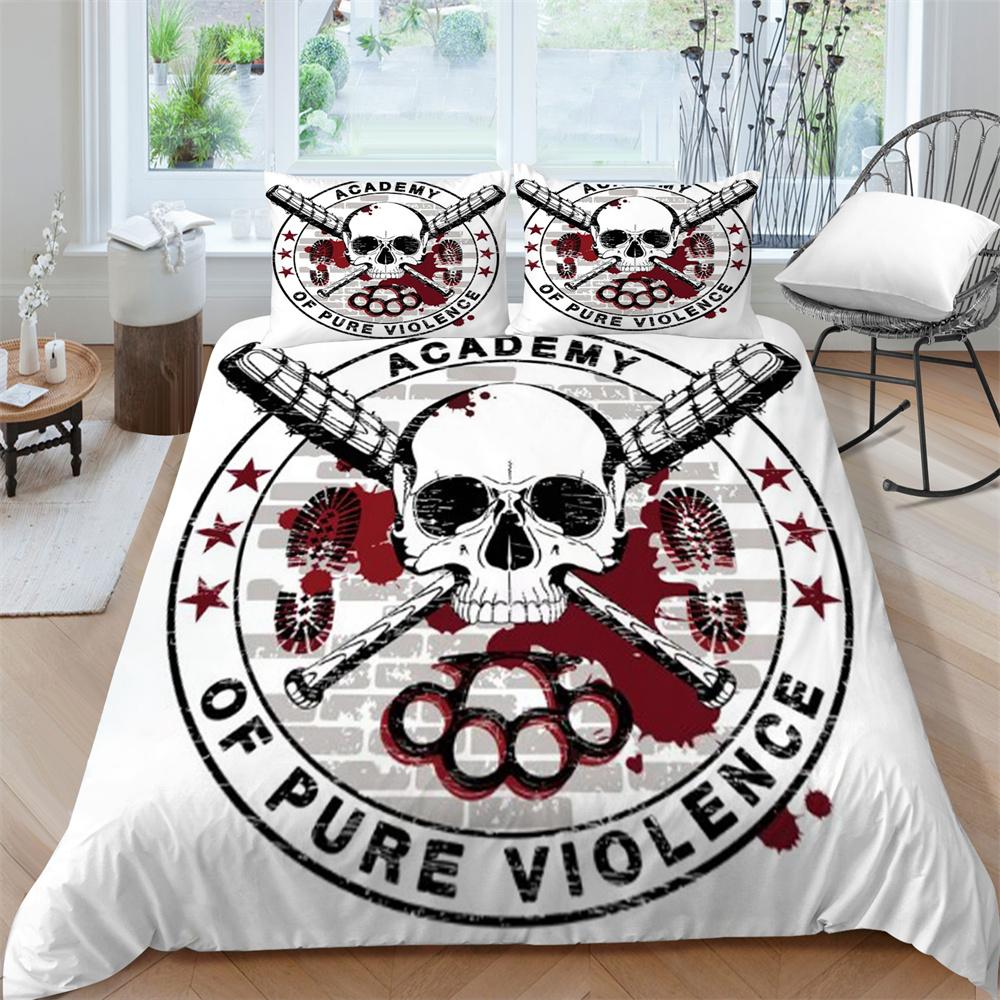3D Skull Print Bed Suit Bedding Quilt Cover Home Bedclothes Kids Gift Microfiber Comforter Breathable Duvet Cover