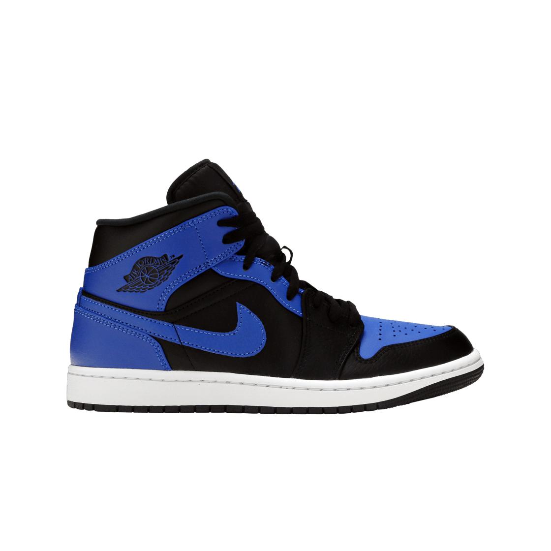 

Мужские кроссовки Jordan 1 Mid Black Hyper Royal 554724-077