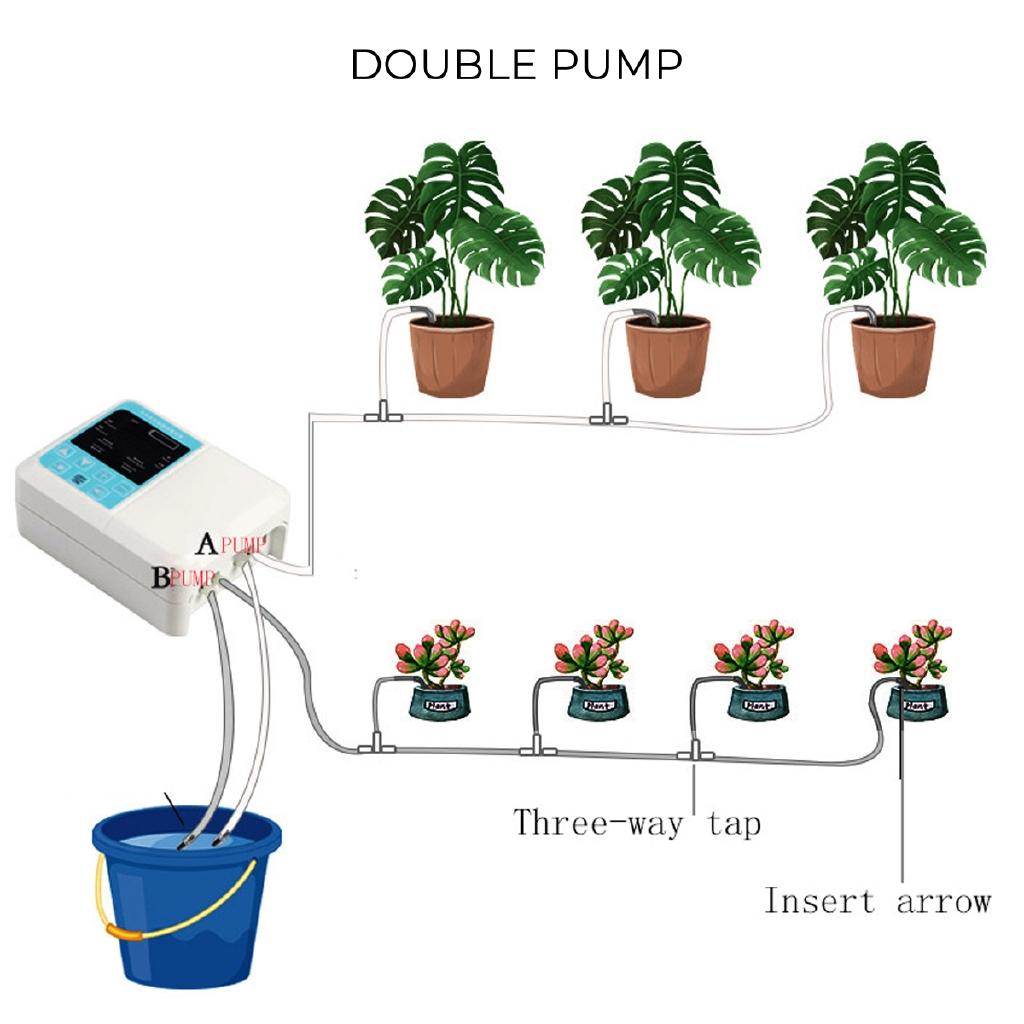 Double Pump Intelligent Garden Automatic Watering Device Solar Energy Charging Potted Plant Drip Irrigation Timer System