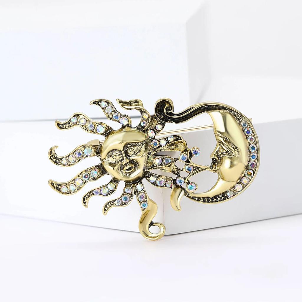 Ramadan Glossy Sun Brooch for Women Unisex Moon Pins Event Funny Luxury Gifts New Year Friends Decoration Party Backpack Clothes