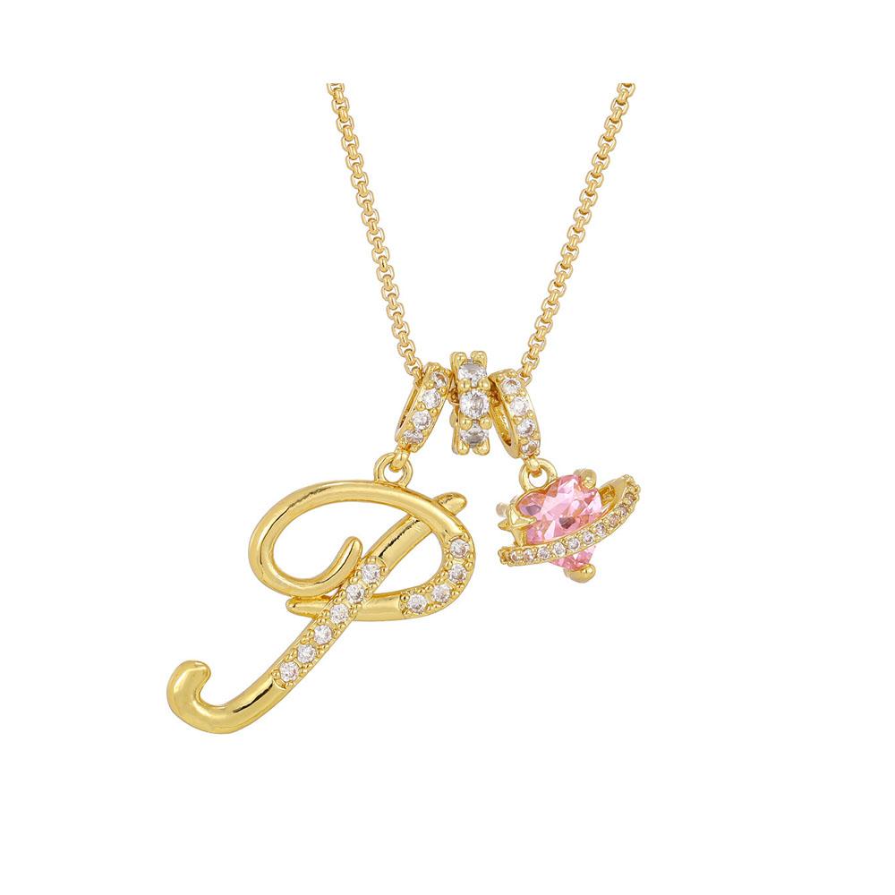 Women's Initial Heart Necklace Name Art Design Letter Jewelry Chain Adjustable Accessories