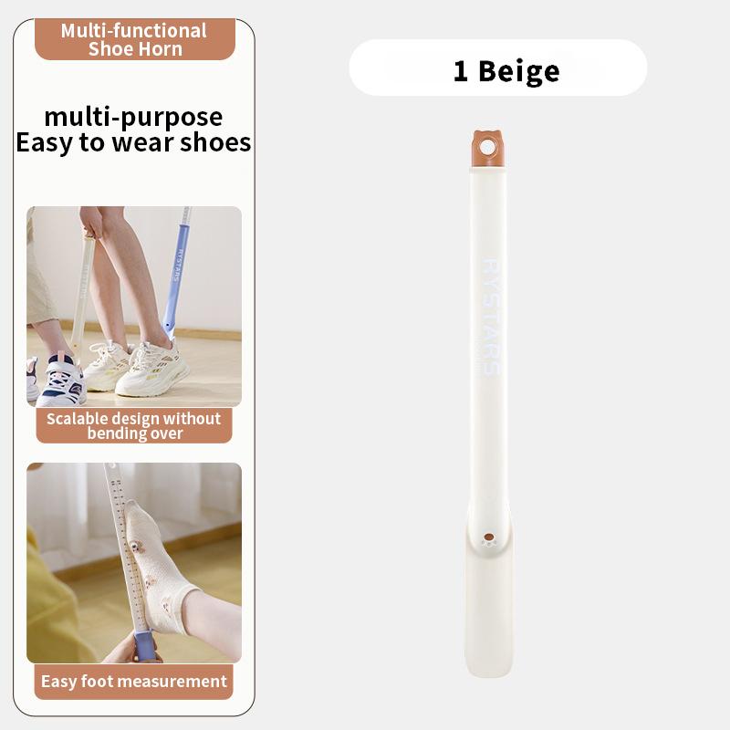 Extendable Shoe Horn with Scale, Bend-Free for Pregnant Women & Elderly, Multifunctional Home Hanging Shoe Helper