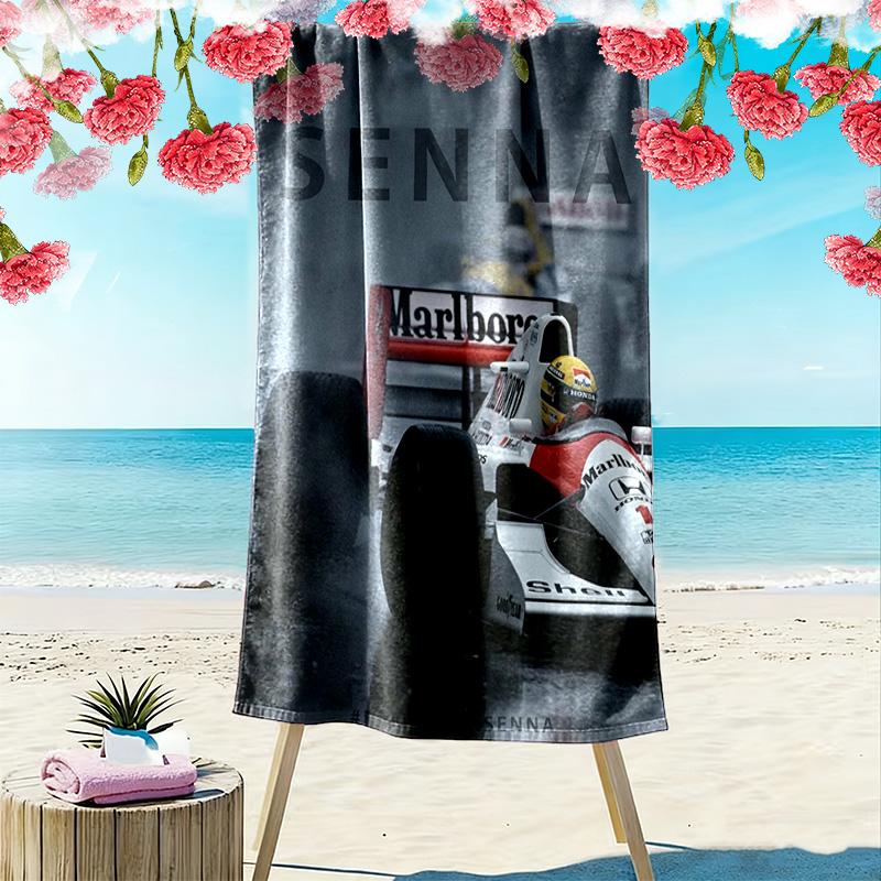 Ayrton Senna Rennsport 2D Flachdruck Strandtuch, Großes Weiches Schnelltrocknendes Handtuch für Strand Camping Schwimmen. NSTJ0928194