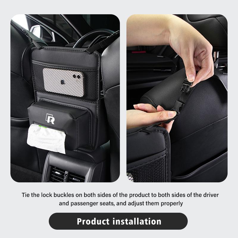 HIJK1 Emblems Car Seat Back Hanging Storage Bag Tissue Water Cup Holder For Volkswagen VW Mk6 CC B5 B6 B7 Golf 4 5 6 7 Scirocco Sagita