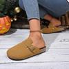 Retro Fashion Women's Shoes Thick-Soled Solid Color Slingback Shoes Soft Soled Home Shoes Suede Clogs Sandals Spring and Autumn