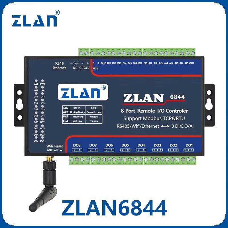 

ZLAN 8-Channel Remote IO Controller with Ethernet/WiFi/RS485