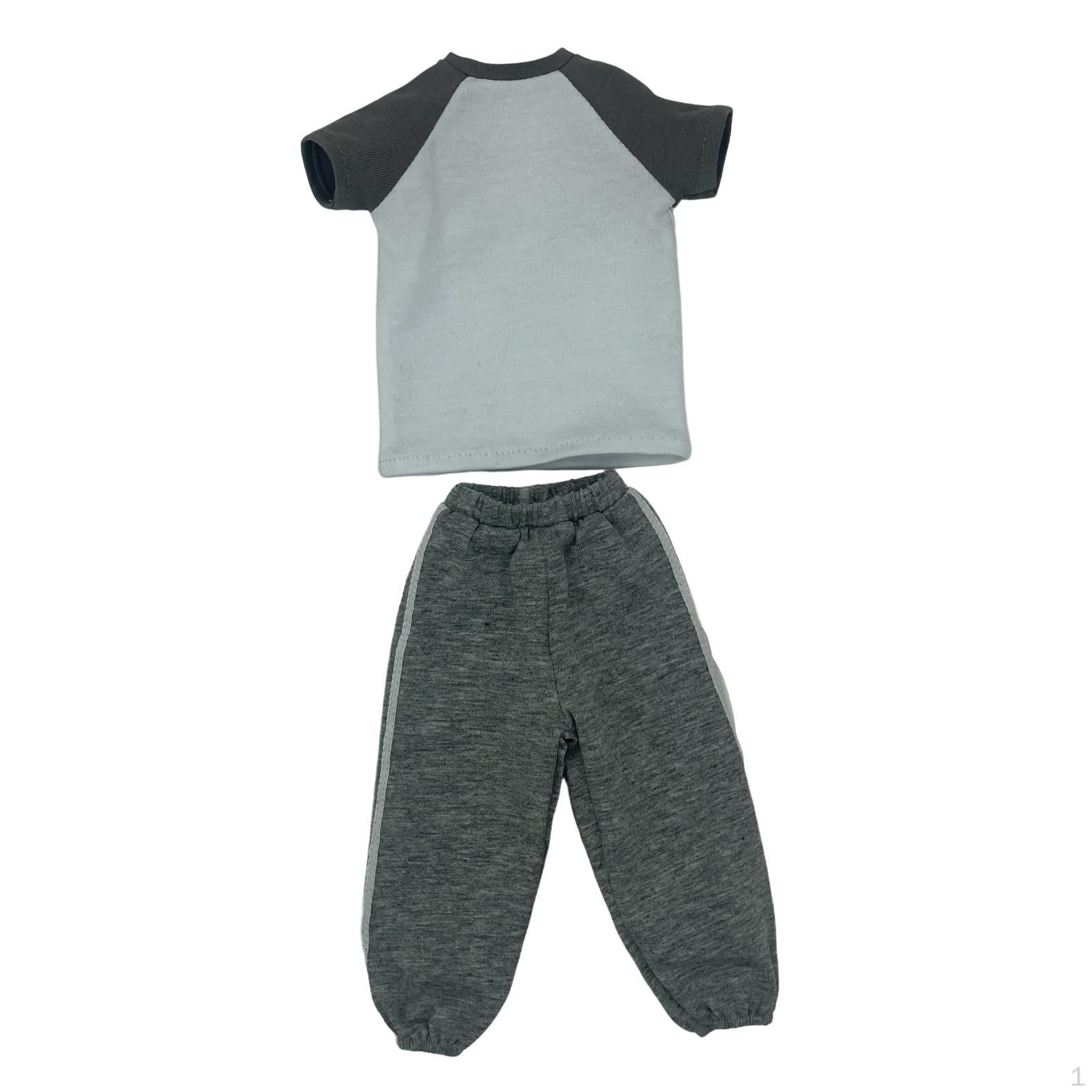 

1/6 Male Short Sleeve with Pants, Costume Realistic Fashion, Miniature Clothing Handmade Doll сірий колір