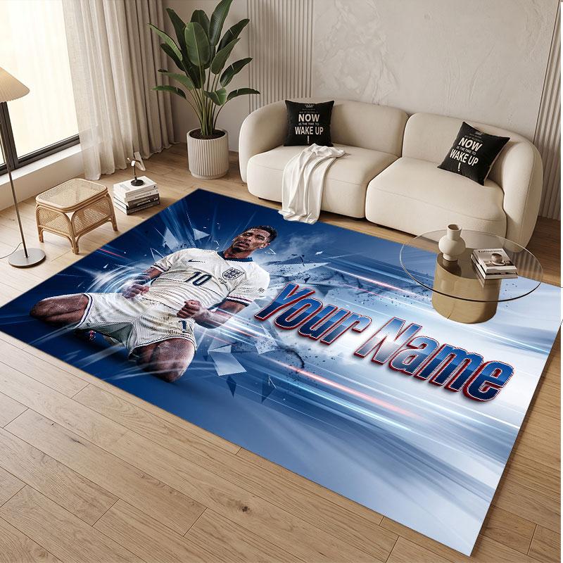 Custom Rug Jude Bellingham Pattern Print Name Text Soft Non‑Slip Floor Carpet for Home Indoor Decoration