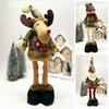 Christmas Plush Doll Plaid Standing Santa Snowman Reindeer Plush Figure with Retractable Legs for Xmas Holiday Party Fireplace Table Decor