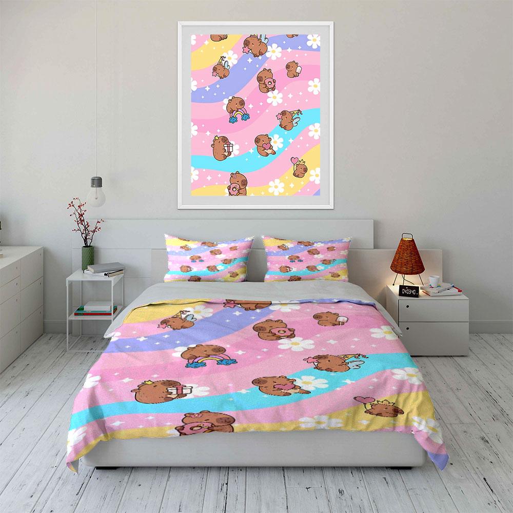 Cartoon Bears Pastel Bedding Set Bedding Duvet Cover Set Duvet Cover Pillowcases (1 * Duvet Cover 2 * Pillowcases, without duvet insert)