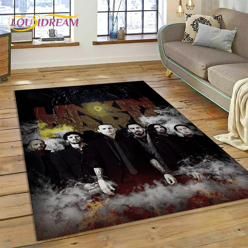 3D Ρετρό Ροκ Συγκρότημα 3D L-Linkin-Park Χαλί για Σαλόνι Υπνοδωμάτιο Διακόσμηση Σπιτιού, Αντιολισθητικό Πατάκι Διακόσμησης για Καναπέ Πατάκι Εισόδου