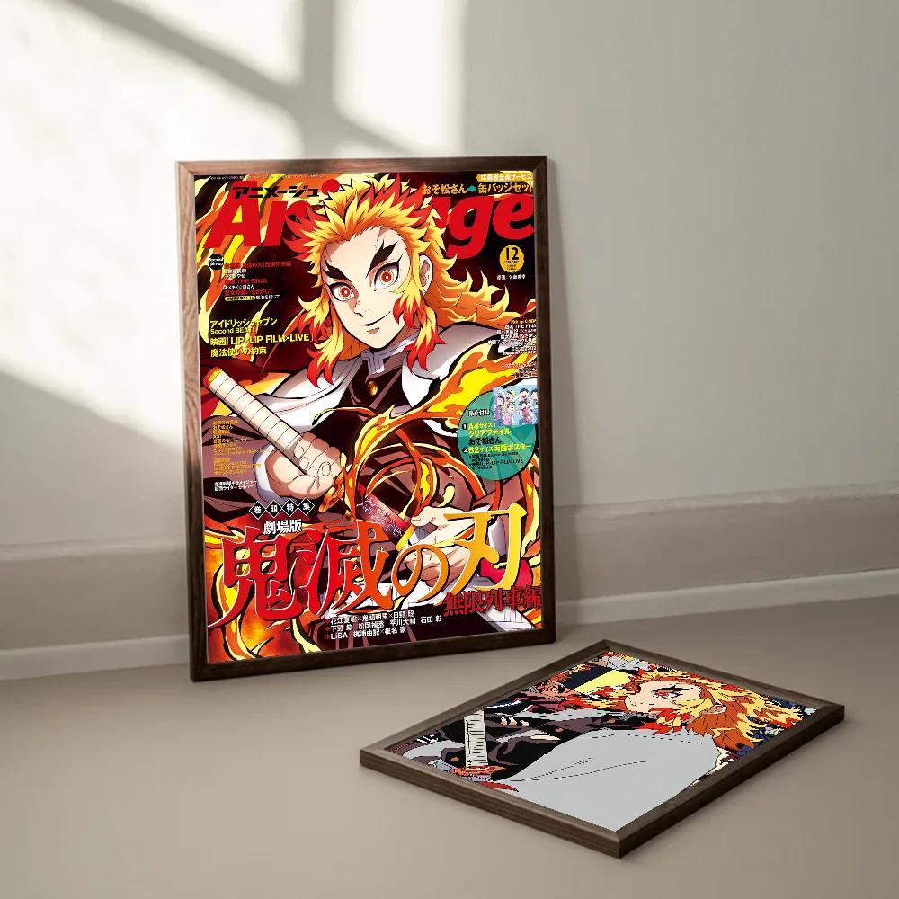 Anime Demon Slayer R-Rengoku Kyoujurou Poster Anime Poster Selbstklebend HD Qualität Wandkunst Retro Poster für Zuhause Kawaii Raumdeko