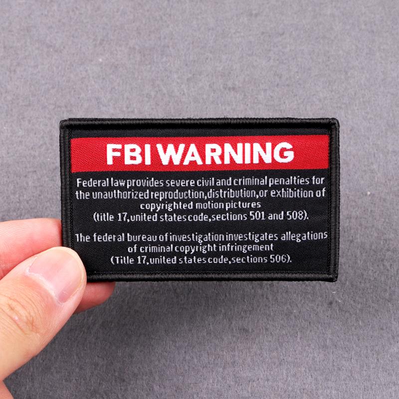 FBI WARNING Patches For Clothing Hook Loop Patch Sewing Patches For Clothes Woven Patch Sewing On Clothes Stickers Badges