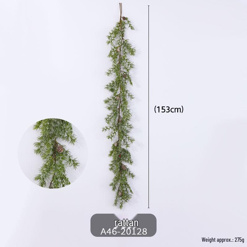 Flocked PE Rattan Christmas Wreath with Ornaments for Windows, Doors, Railings, and Handrails