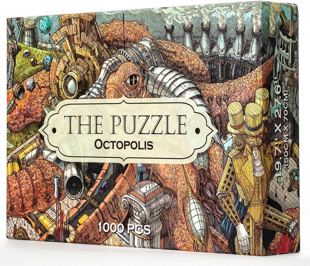 HUNGRY MINDS Octopolis 1000dílné puzzle pro dospělé - Náročné a obtížné puzzle s úžasným motivem chobotnice