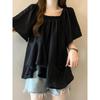 Asymmetrical Super Fairy Loose-Fit Belly-Covering Doll Shirt Short Sleeve