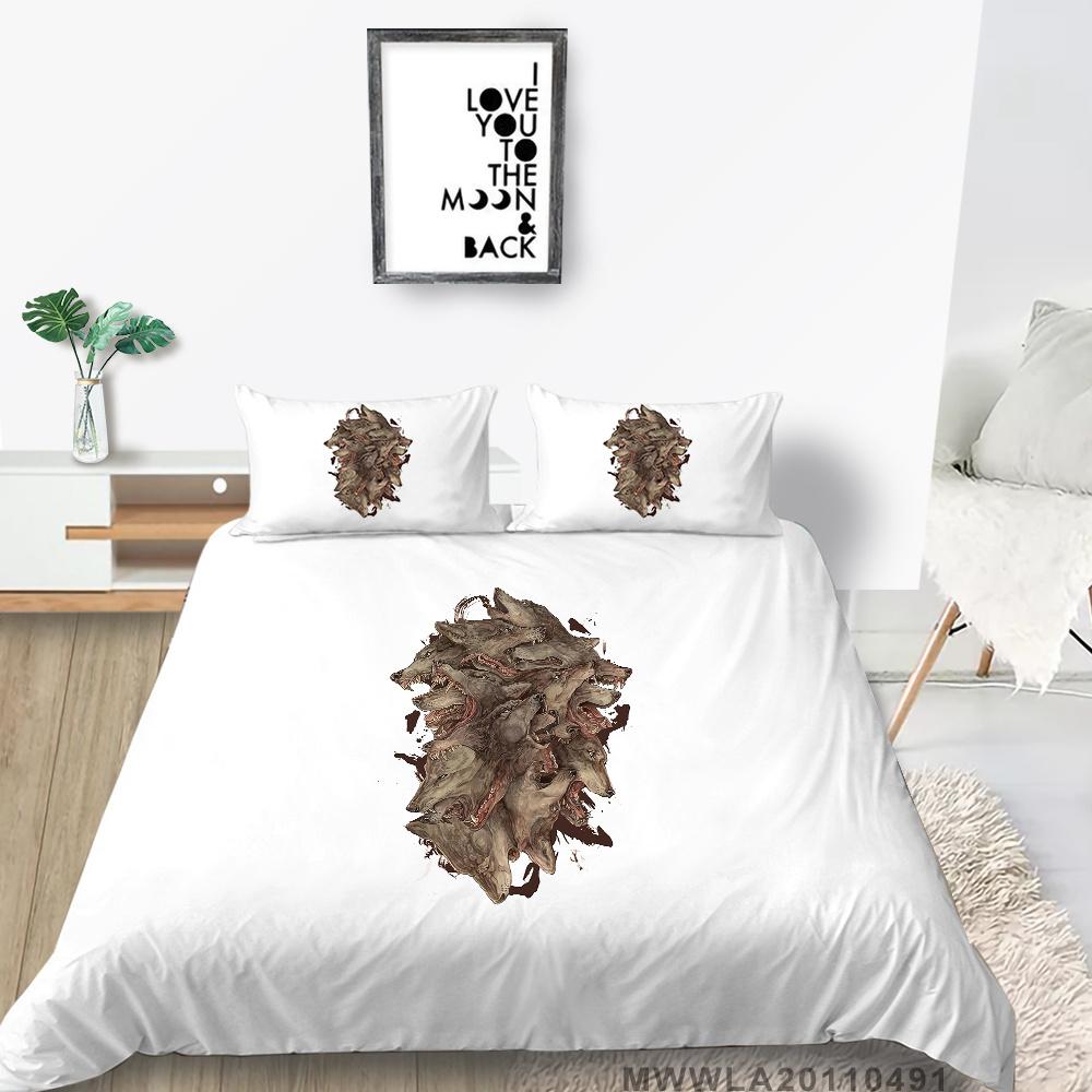 Home Bed Set with Bedding Pillow 2/3 Pcs Duvet Covers Highend 3D Wolf Printed Bedding Suit Home Textiles