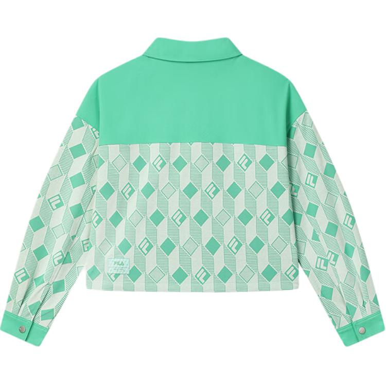 Fila Heritage Logo Fashion Print Long Sleeve Knit Top Women Tops Mantis-Green F11W528502F-GN