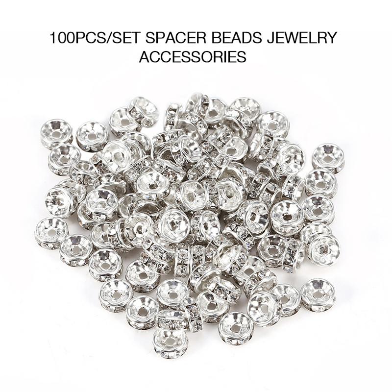 

Ювелирный шарм из горного хрусталя 100шт 8/10MM 8 mm серебряный