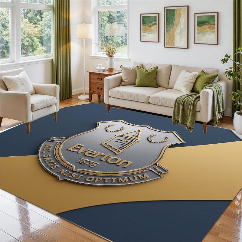 Everton Football Design Crystal Velvet Rug Soft Decorative Mat for Bedroom Entrance