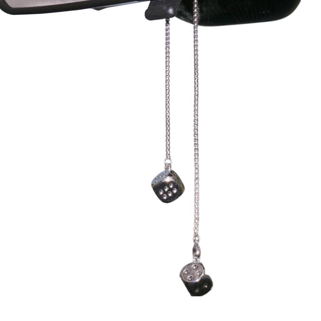 Dice Car Hang Ornaments, Dice Car Rearview Mirror Pendant, Metal Dice Shaped Pendant, Dice