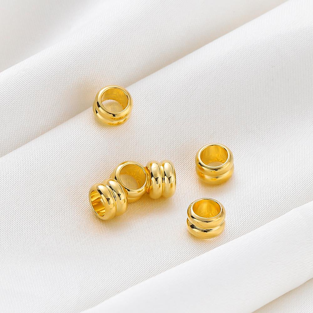 20pcs/lot 14K 18K Gold Plated Platinum Cylinder Bracelet Metal Beading Loose Spacer Beads For Decorate DIY Jewelry Findings