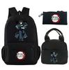 3Pcs/set Anime Demon Slayer Printed Backpack with Shoulder Bag Pencil Case for Teenager Student Large Capacity Waterproof Schoolbag