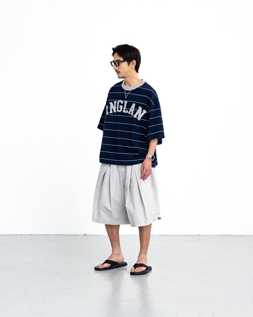 ANGLAN Cross Pleated Chino Half Pants - Light Gray