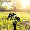 12" Large Iron Garden Stakes, Metal Mushroom Yard Decor, Hollow Out Silhouette Ornament, Outdoor Art for Lawn Patio