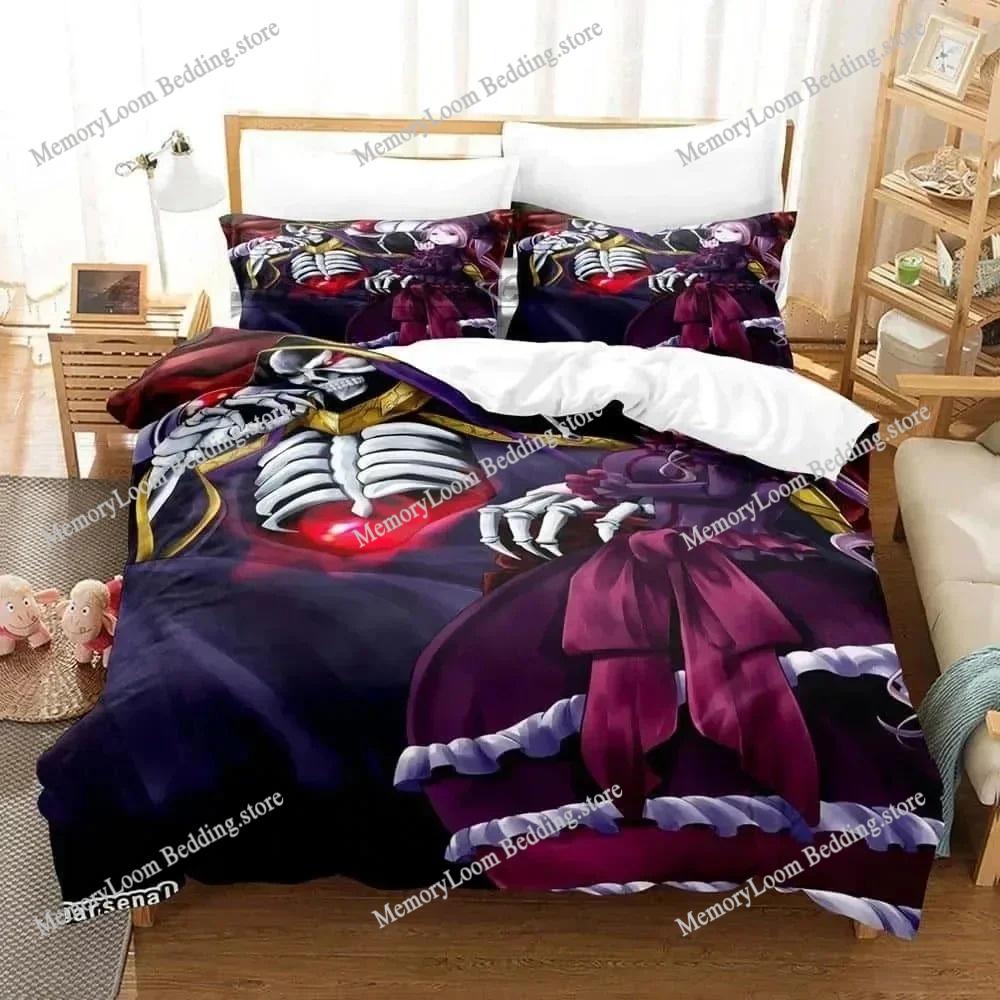 3D Print Skeleton Anime OVERLORD Bedding Set Single Twin Full Queen King Size Bed Set Adult Kid Bedroom Duvet Cover Set