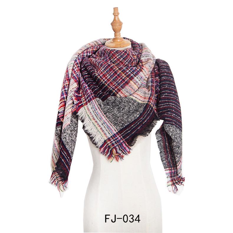 European & American Autumn/Winter Thick Double-Sided Plaid Scarf & Shawl for Women