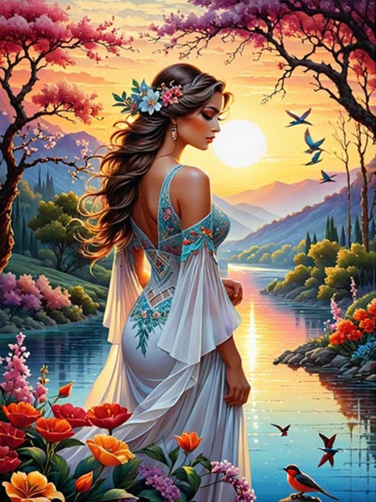 

Красивая женщина 5D алмазная картина продажа полный квадрат круглая сделай сам ювелирная вышивка крестиком вышивка портрет домашнее искусство Full Round 40x50CM