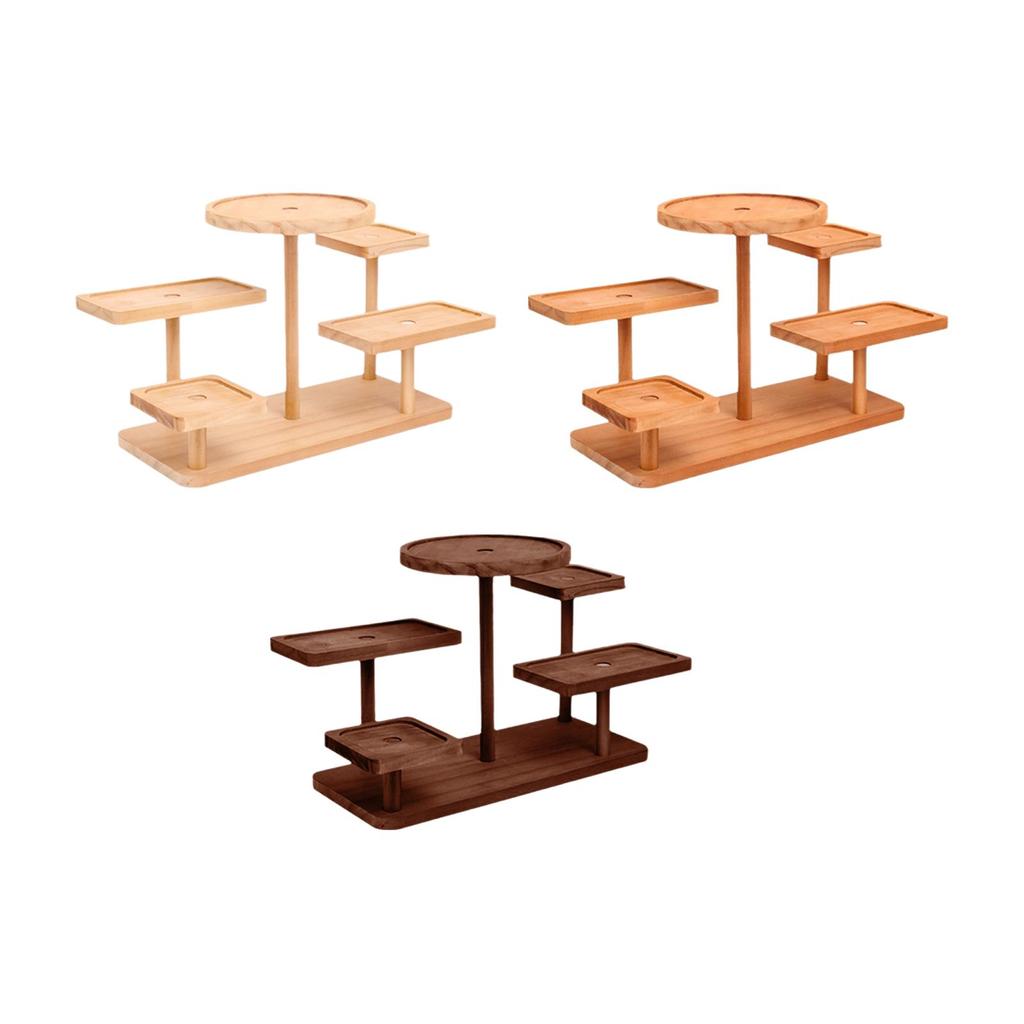 Display Riser Desktop Cabinet Organizer Wood Display Stand Shelf for Dolls