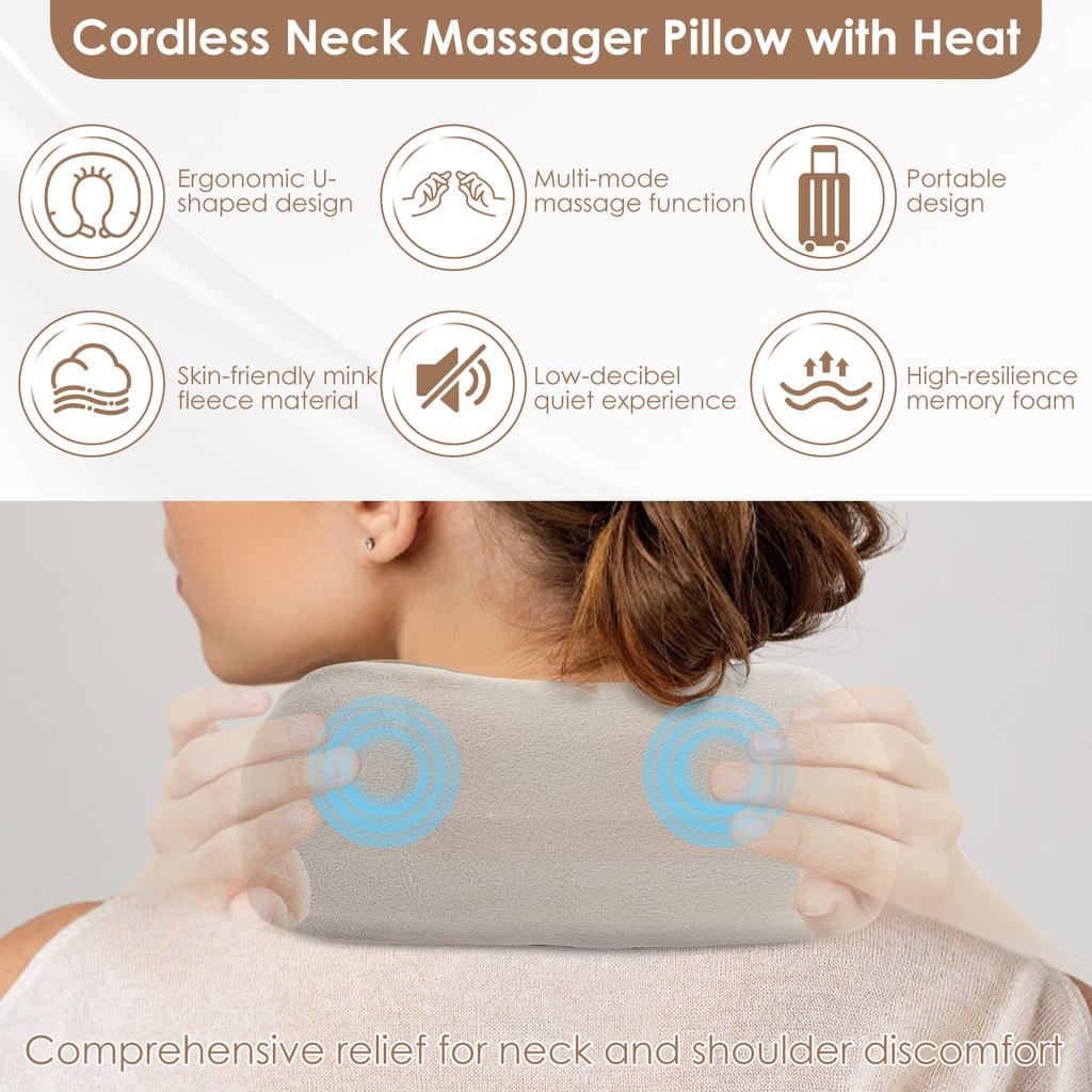 Electric Neck Massager Pillow 3D Kneading 3 Modes Neck Cervical Waist Leg Body Muscles Massage Travel Sleeping Pillows Support