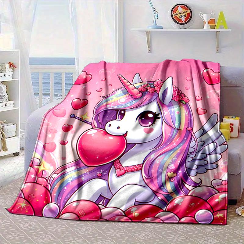 Rainbow Unicorns Garden Blanket Flannel Blanket for bed, sofa, Camping, Hiking, Picnic Essentials, gift for family Fan gifts
