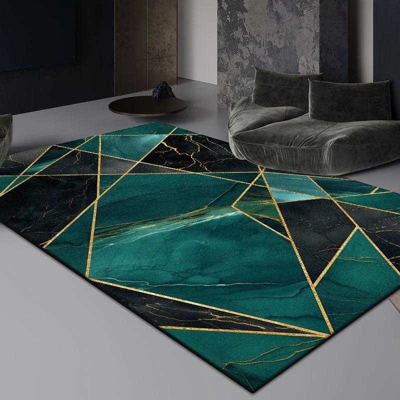 Green Minimalist Area Rug for Living Room Bedroom Beside Bed Large Non-Slip Floor Mat