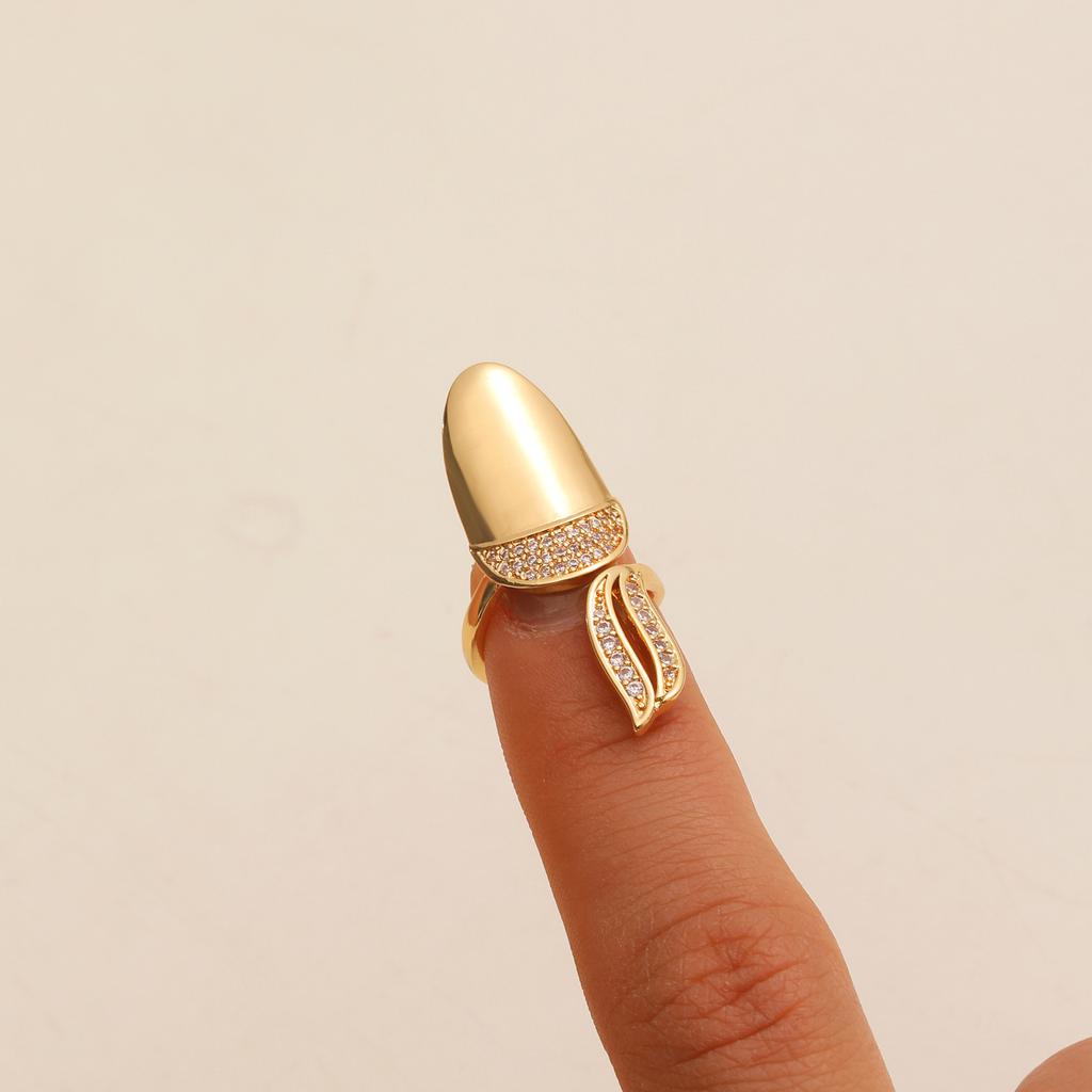 Anello da Dito Minimalista Lussuoso in Zircone per Unghie, Fascia Rimovibile per Manicure, Gioiello da Donna