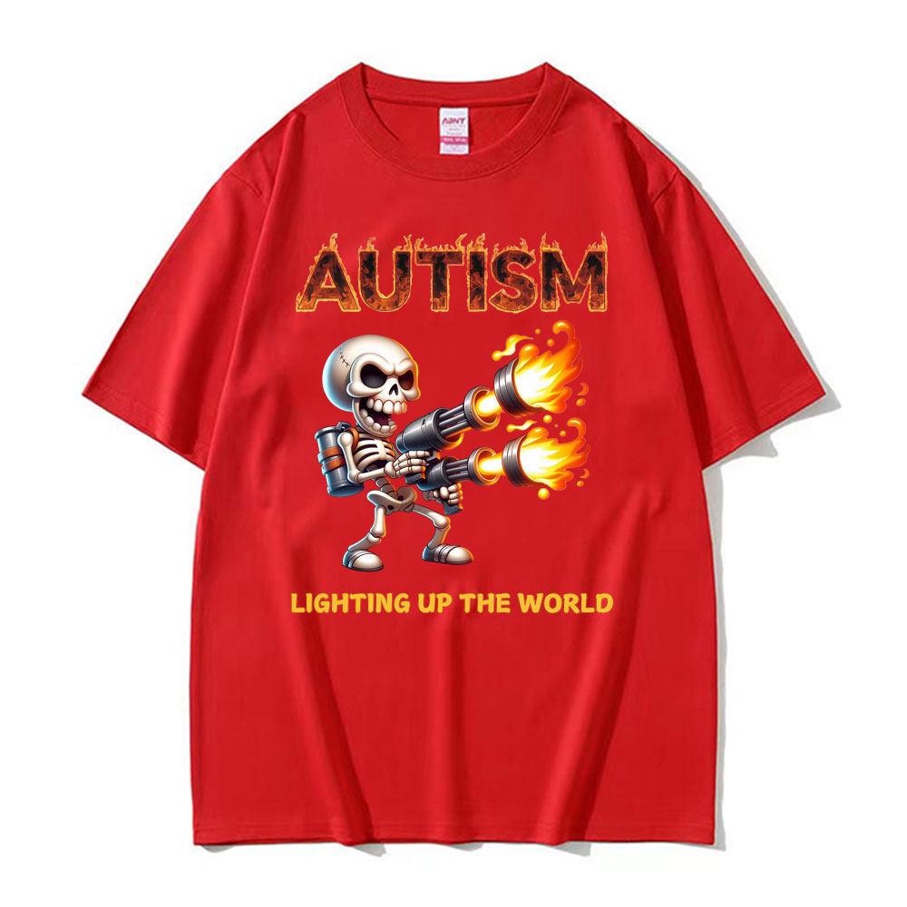 Autistic Funny Skeleton Meme Graphic T Shirt Unisex Fashion Gothic Retro T Shirts Male O-Neck Short Sleeve T-shirt Unisex Tops