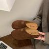 thick-soled women's baotou half slippers 2025 new spring retro one-pedal letter fashion casual lazy shoes