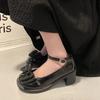 Retro französische Mary Jane Schuhe Damen Frühling 2025 neu sanfte Abendbrise hochhackige Einzelne Schuhe mit Rock kleine Lederschuhe