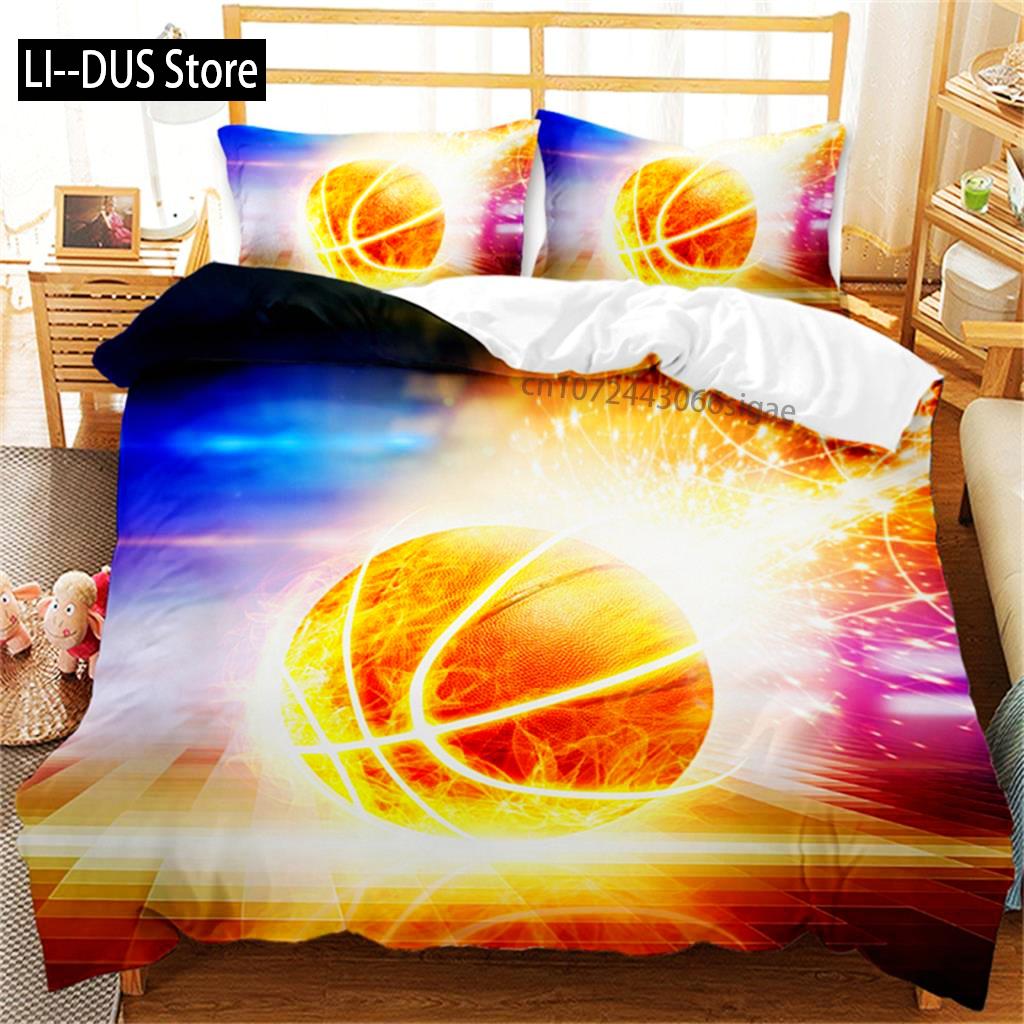 Duvet Cover Basketball Player Queen Bedding Set Microfiber Competitive Sports Game Comforter Cover For Kids Teen Bedroom Decor