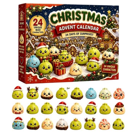 Christmas Countdown Set 2026 Squeeze Toy Advent Calendar, 24-Day Dumpling Bun Fidget Silicone Toys Box, Soft TPR Stress Relief Sensory Gift