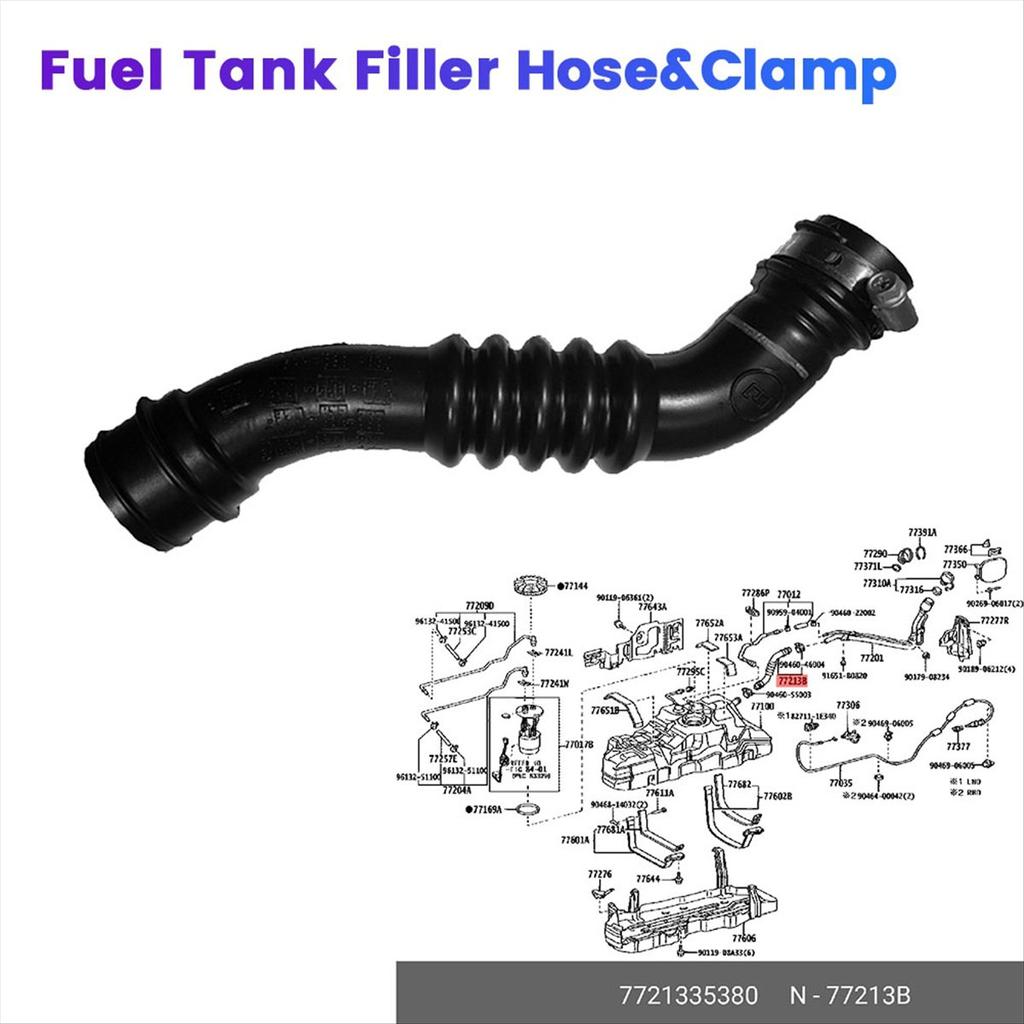 Car Fuel Tank Filler Hose+Clamp 77213-35380 for Toyota Land Cruiser Prado 120 Series 2003-2010 7721335390 Oil Pipe Line