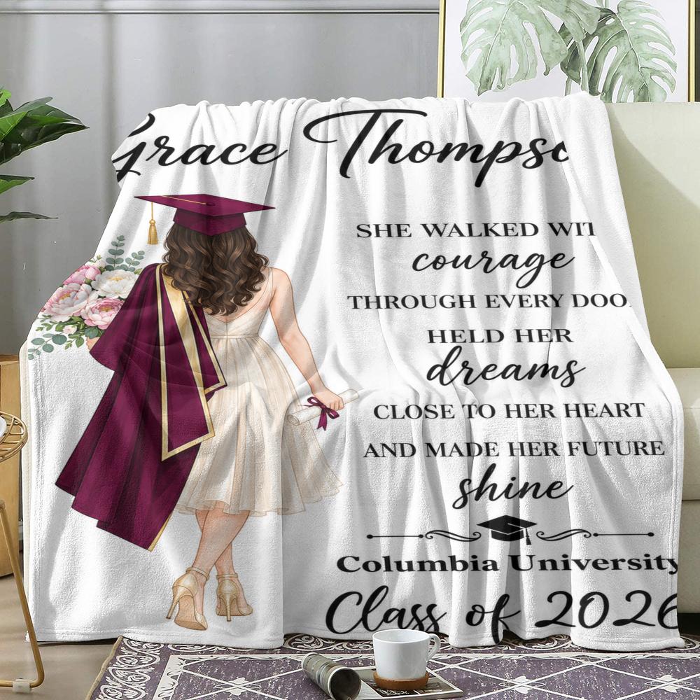 Graduation Girl Quotes Throw Soft Flannel Throw Summer AC Blanket Lightweight Cool Nap Blanket for Sofa Bed Couch Travel
