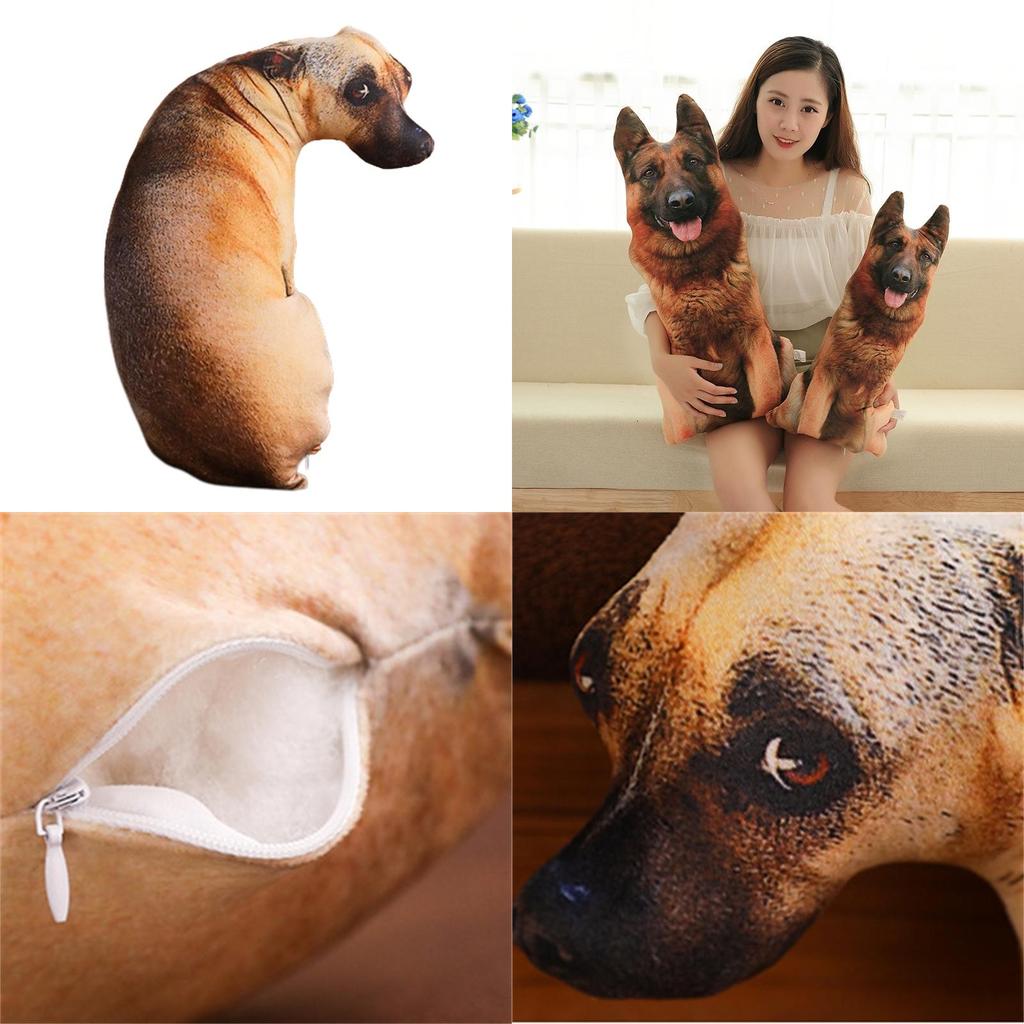 Oreiller Chien Simulation 3D Créatif, Jouet en Peluche Animal en Peluche Pour Enfants, Tissu Peluche Court, Remplissage Coton Pp, Tailles et Couleurs Variées