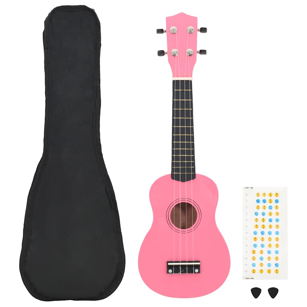 Sopran-Ukulele-Set mit Tasche für Kinder Rosa 21