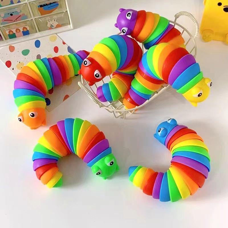 3D Slug Fidget Toy Colorful Slug Snail Toy Articulated Flexible All Ages Relief Anti-Anxiety Sensory Toys For Children