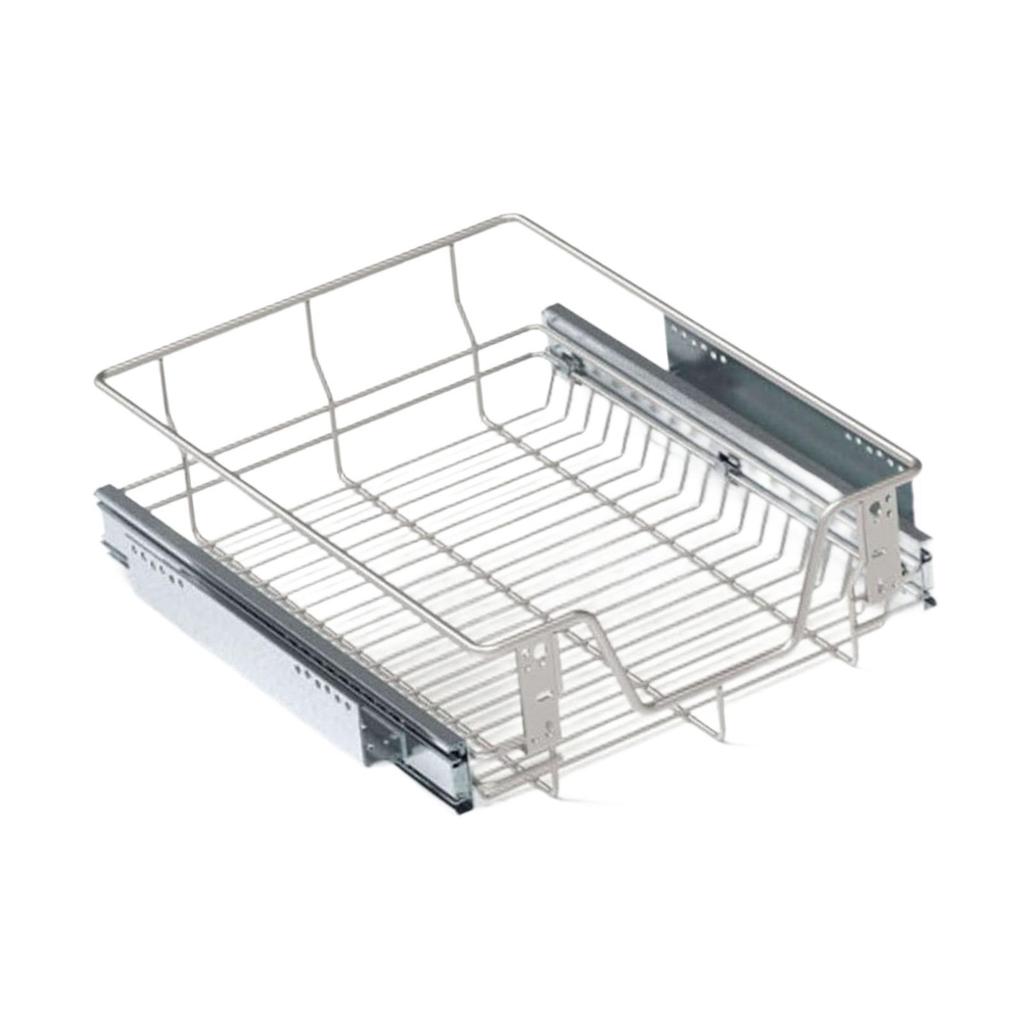 Pull Out Cabinet Organizer Basket Slide Drawer Storage Rack Iron Construction Easy
