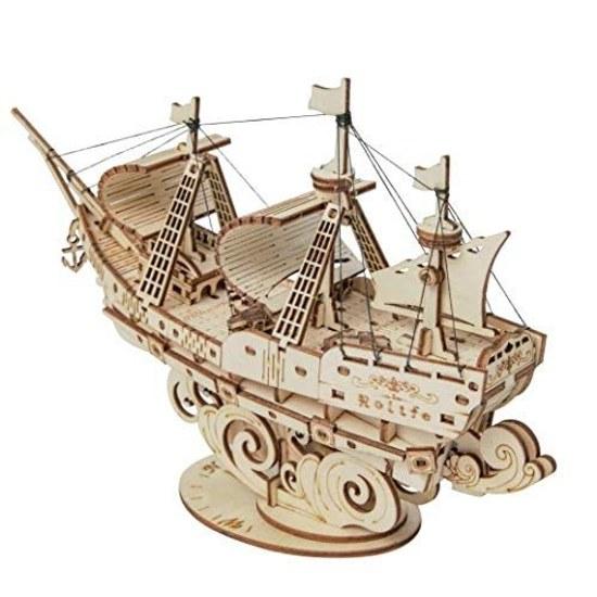 Robotime 3D Puzzle Wooden Craft Gift Toy Educational Boys Girls Adults Entrance Celebration Year Birthday Christmas Present (Sailing Ship TG305)