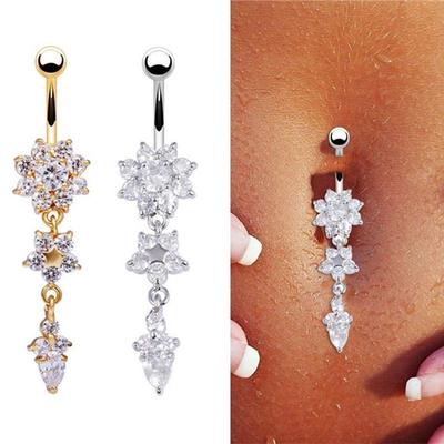 Allergiefreier Bauchnabelpiercing-Schmuck aus medizinischem Stahl mit baumelnden Klingelknöpfen für Frauen